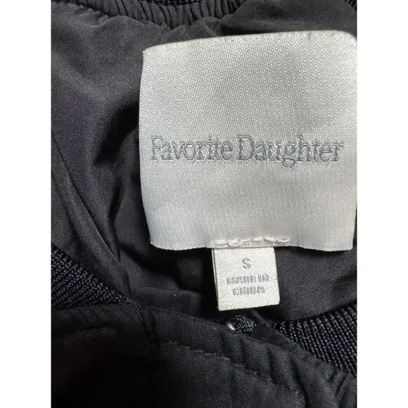 Favorite Daughter Black Off the Shoulder Bomber Jacket - Small (New) - Picture 8 of 9